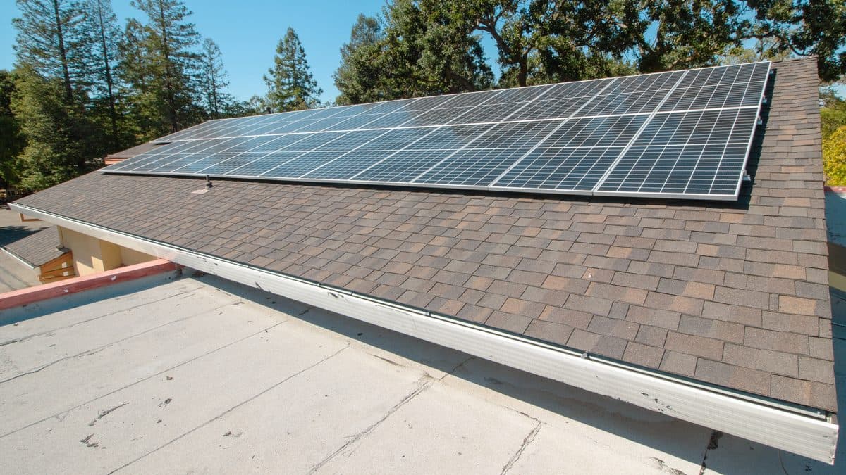 Solar panels on a house roof