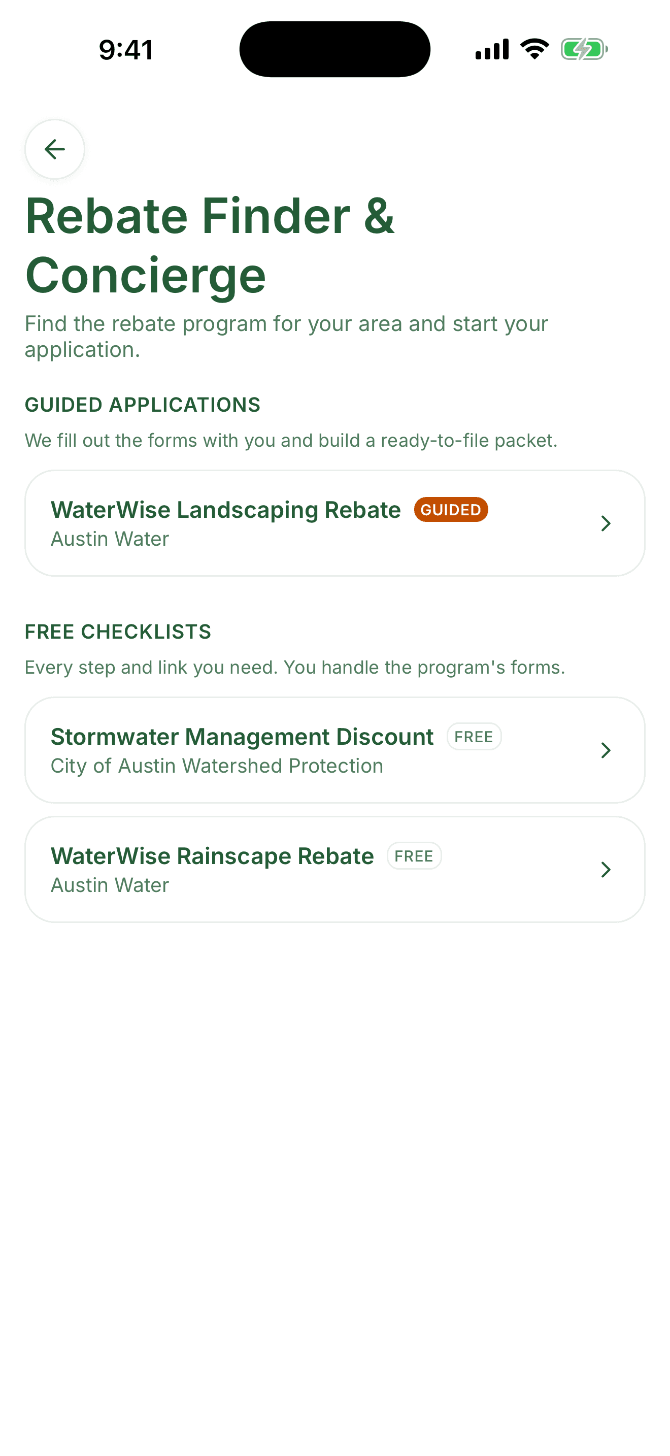 The rebate finder in Pollinator Patch listing programs available near a ZIP code