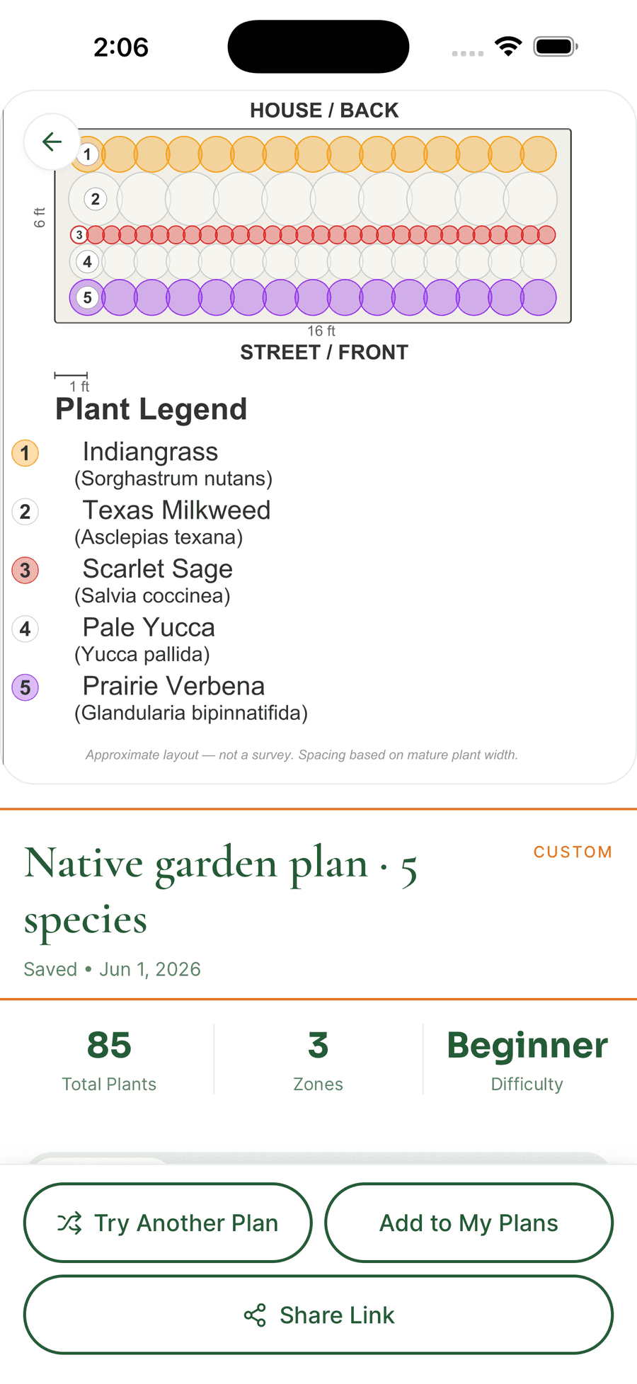 Garden Plan screen